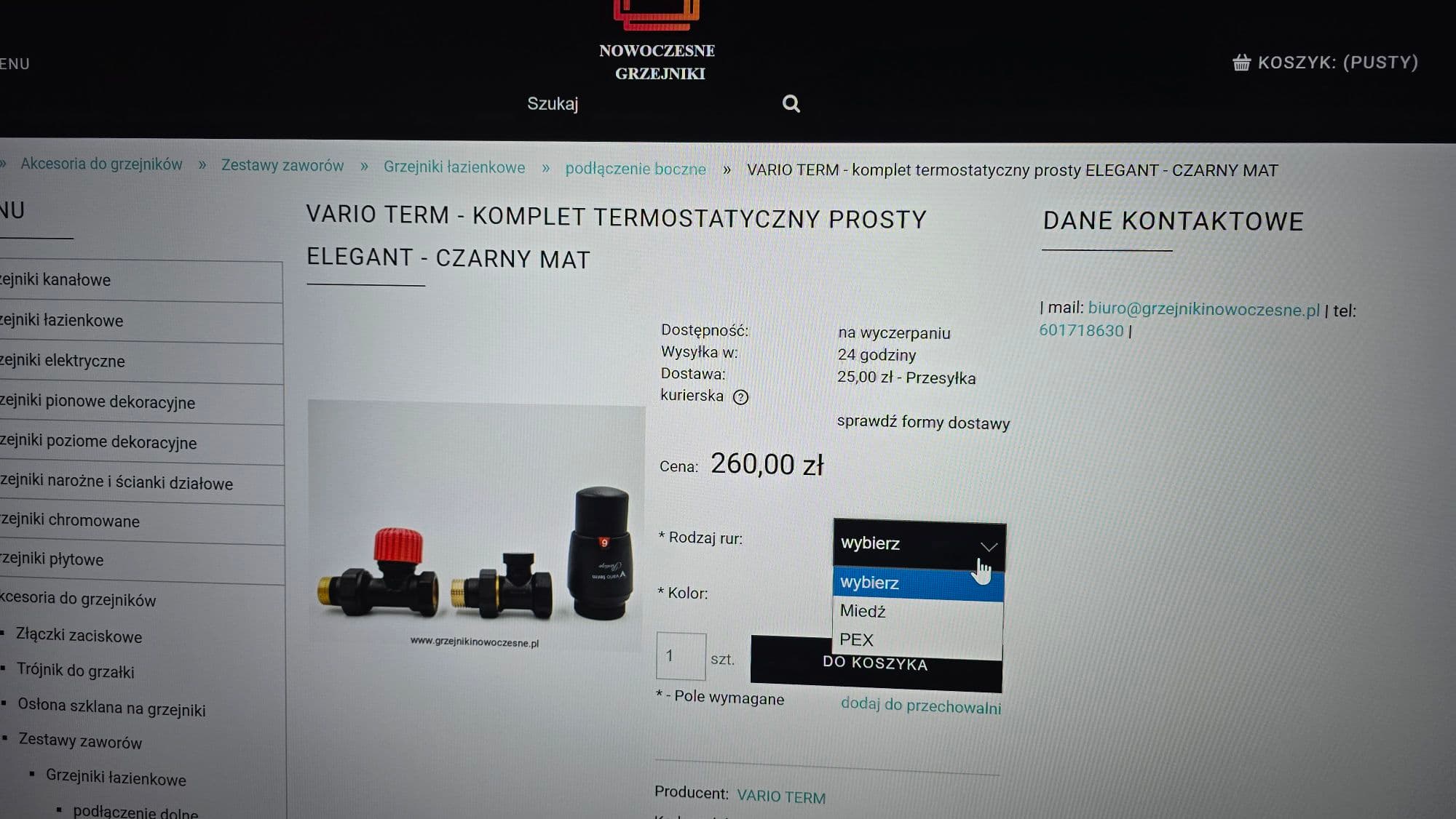 Zestaw termostatyczny czarny mat Zestaw termostatyczny Vario Term czarny mat dostępny na stronie internetowej
