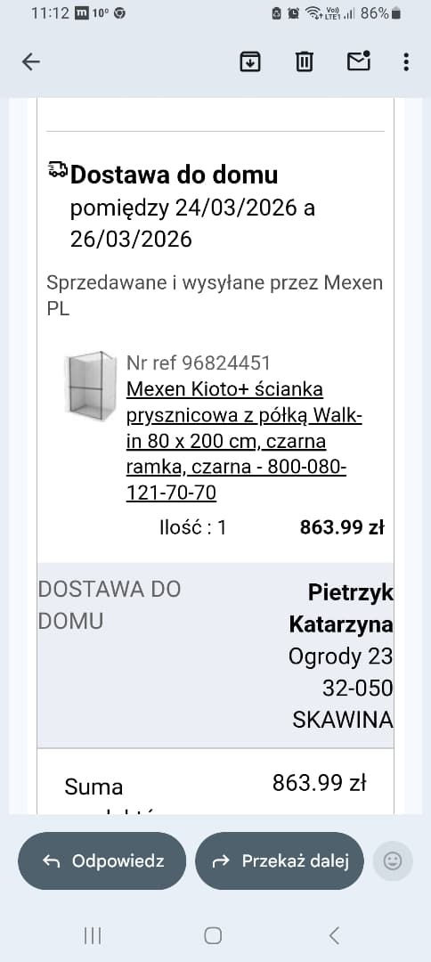 Montaż kabiny prysznicowej walk-in w Skawinie – realizacja