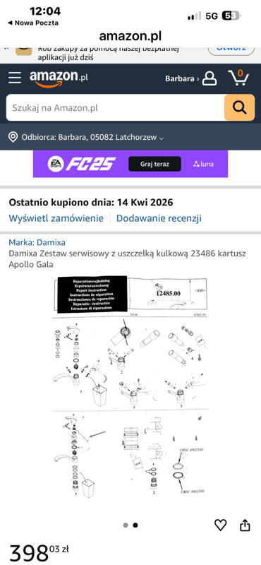 Wymiana głowicy baterii na osiedlu Groty w Warszawie