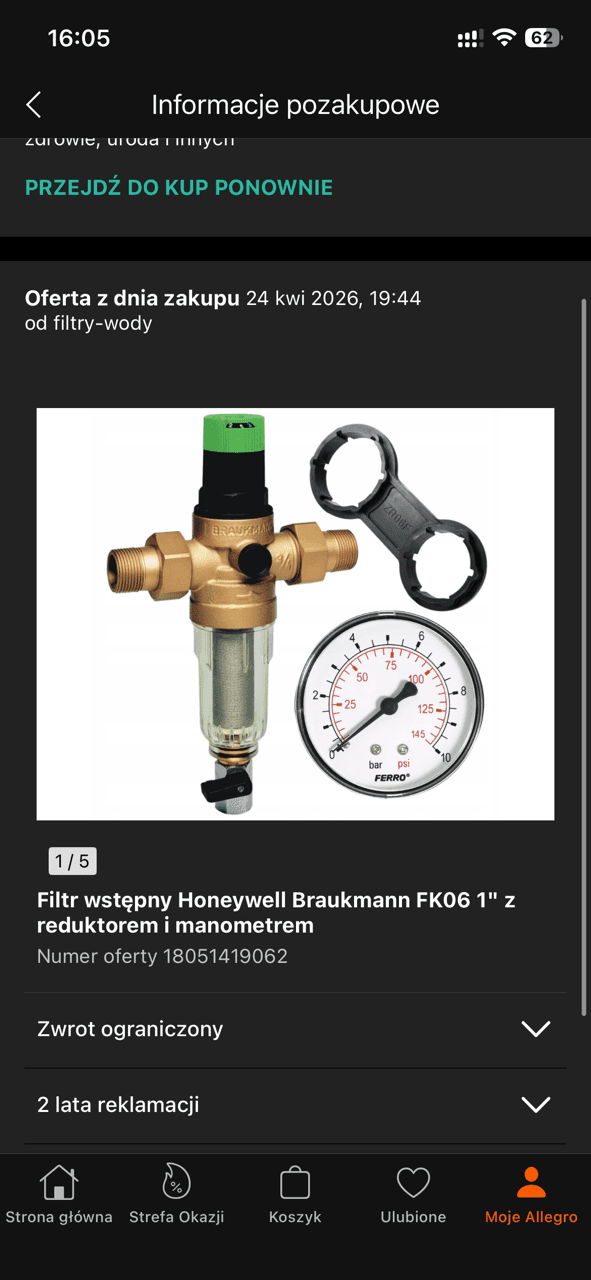 Filtr Honeywell FK06 zakupiony Filtr Honeywell Braukmann FK06 zakupiony do instalacji wodnej
